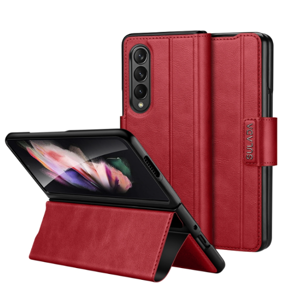 Sulada All-inclusive Magnetic Snap Flip Leather Phone Case - For Samsung Galaxy Z Fold4 - mosaccessories